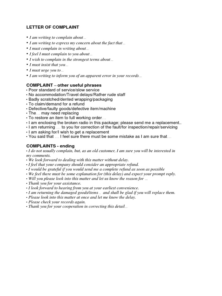 Writing Effective Complaint Letters | PDF | Career & Growth