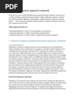 Download Sample Performance Appraisal Comments by Lydia Thompson SN264379128 doc pdf