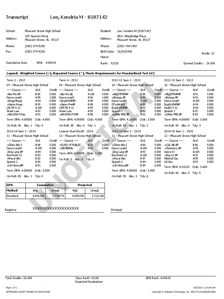 Transcript Lee, Kendria M - S187142 | PDF