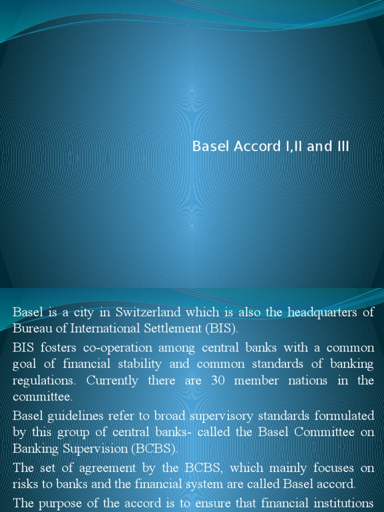 Basel Accord I II III Basel Ii Basel Iii