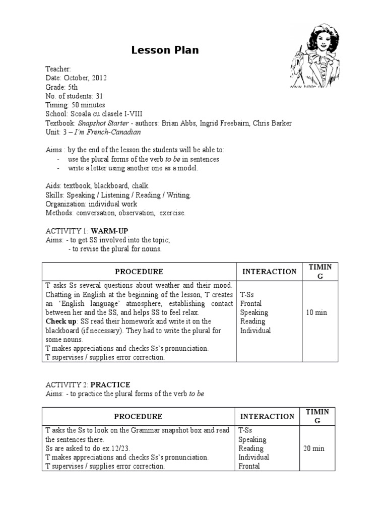 Lesson Plan: Procedure Interaction Timin G | PDF | Language Arts ...