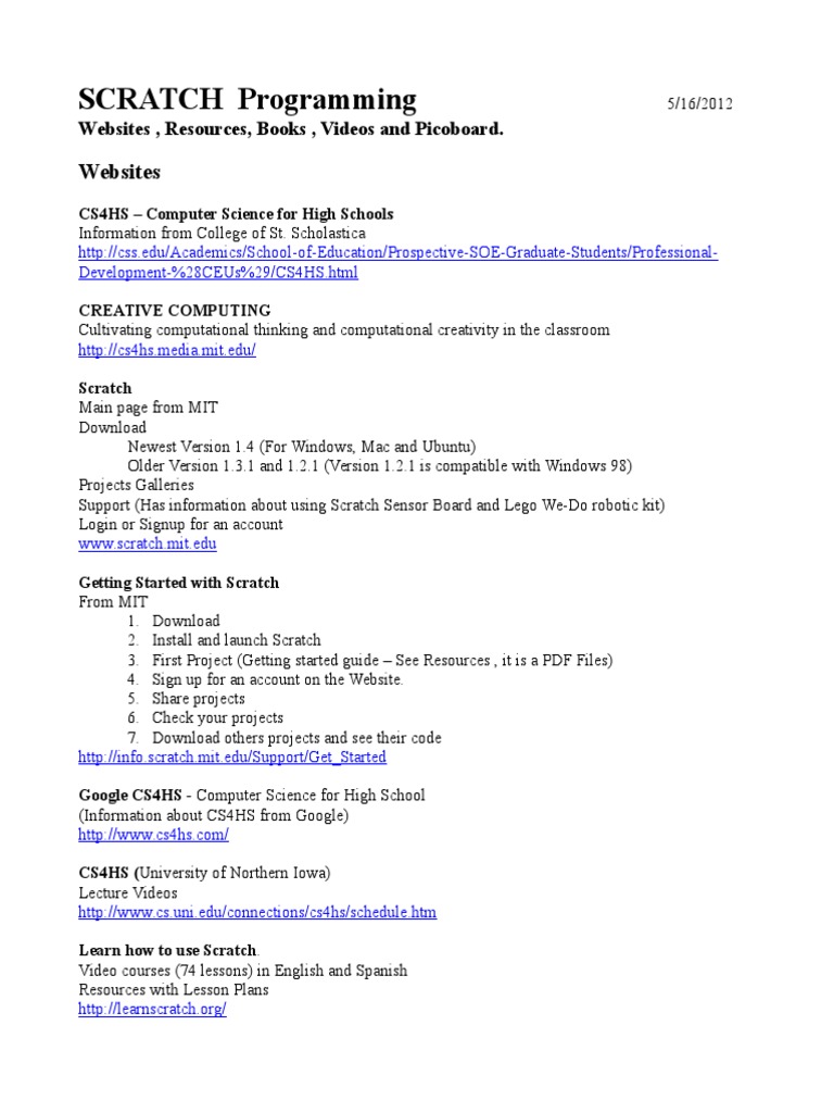 Scratch Programming | PDF | Scratch (Programming Language) | Computing