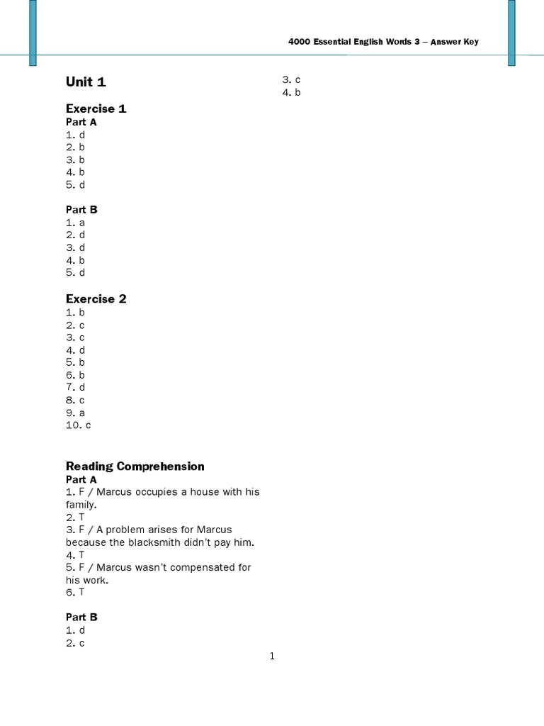 4000 Essential English Words 3 Answer Key 1ck23vi