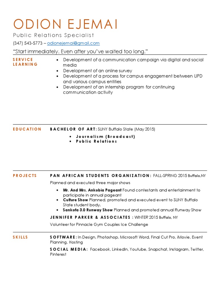 Public Relations Specialist Profile | PDF