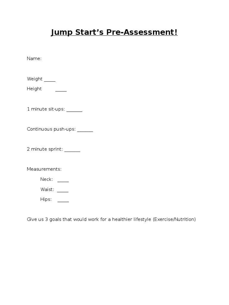Jump Start Pre-Assessment Guide 2025 | PDF | Career & Growth | Self ...