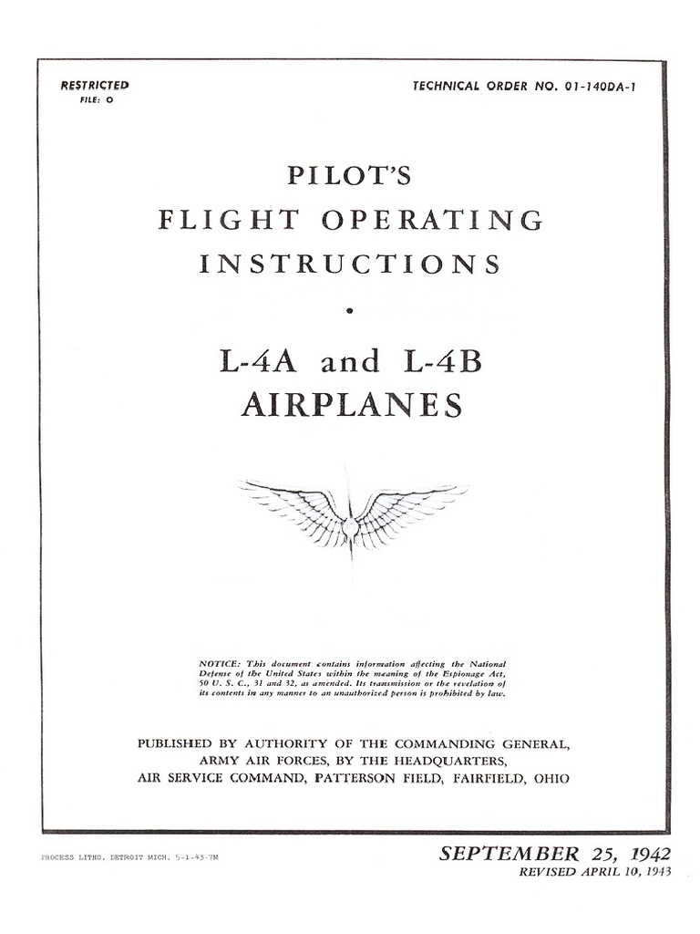 Piper L-4 Pilots Notes | PDF