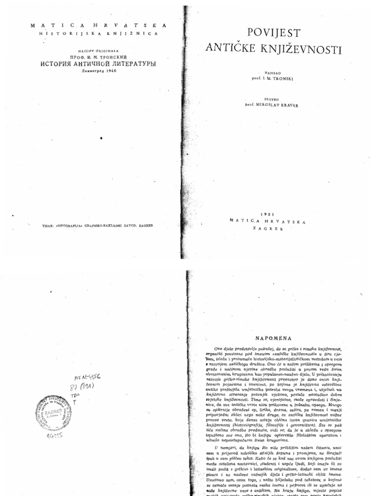I.M.Tronski - Povijest Anticke Knjizevnosti PDF  PDF