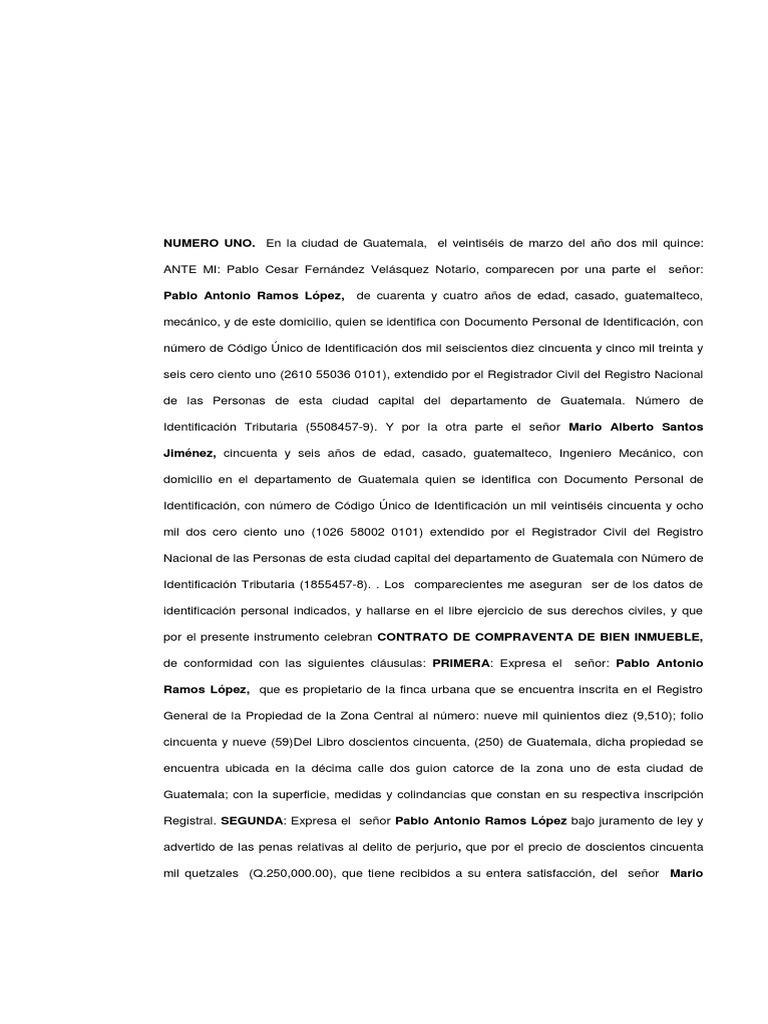 Contrato de Compraventa de Inmueble | PDF | Guatemala | Justicia