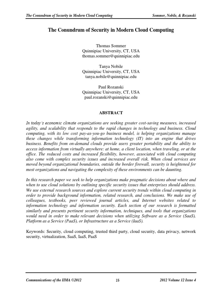 The Conundrum of Security in Modern Cloud Computing | PDF | Software As ...