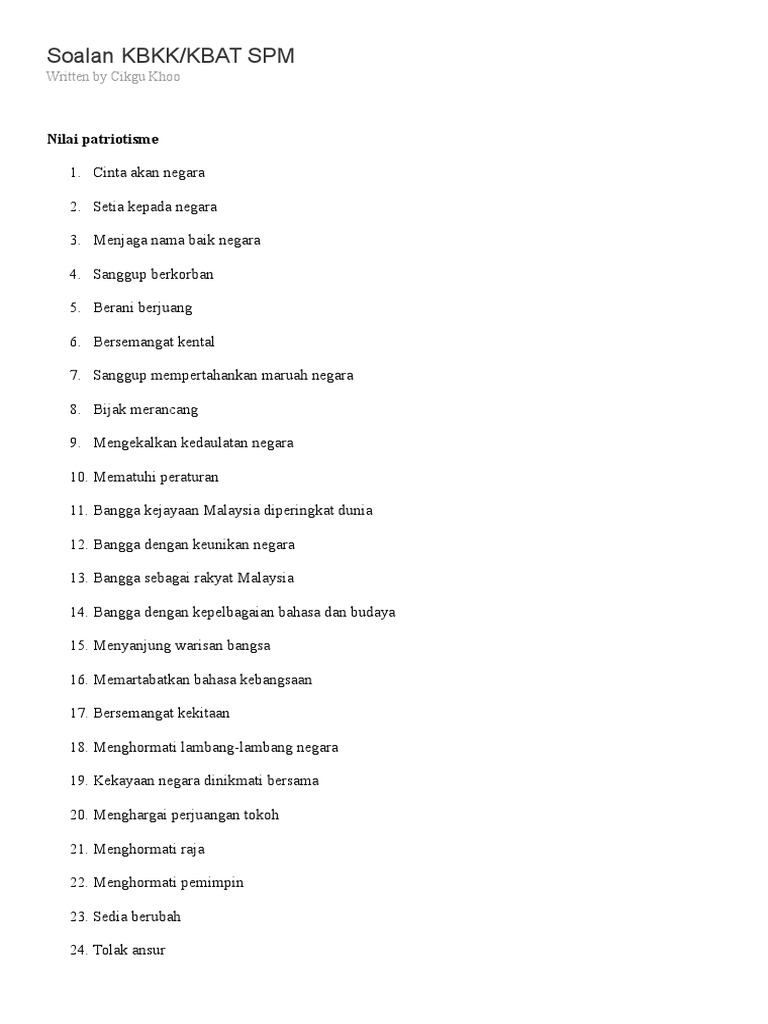 Contoh Soalan Kbat Komsas Spm - Terengganu w