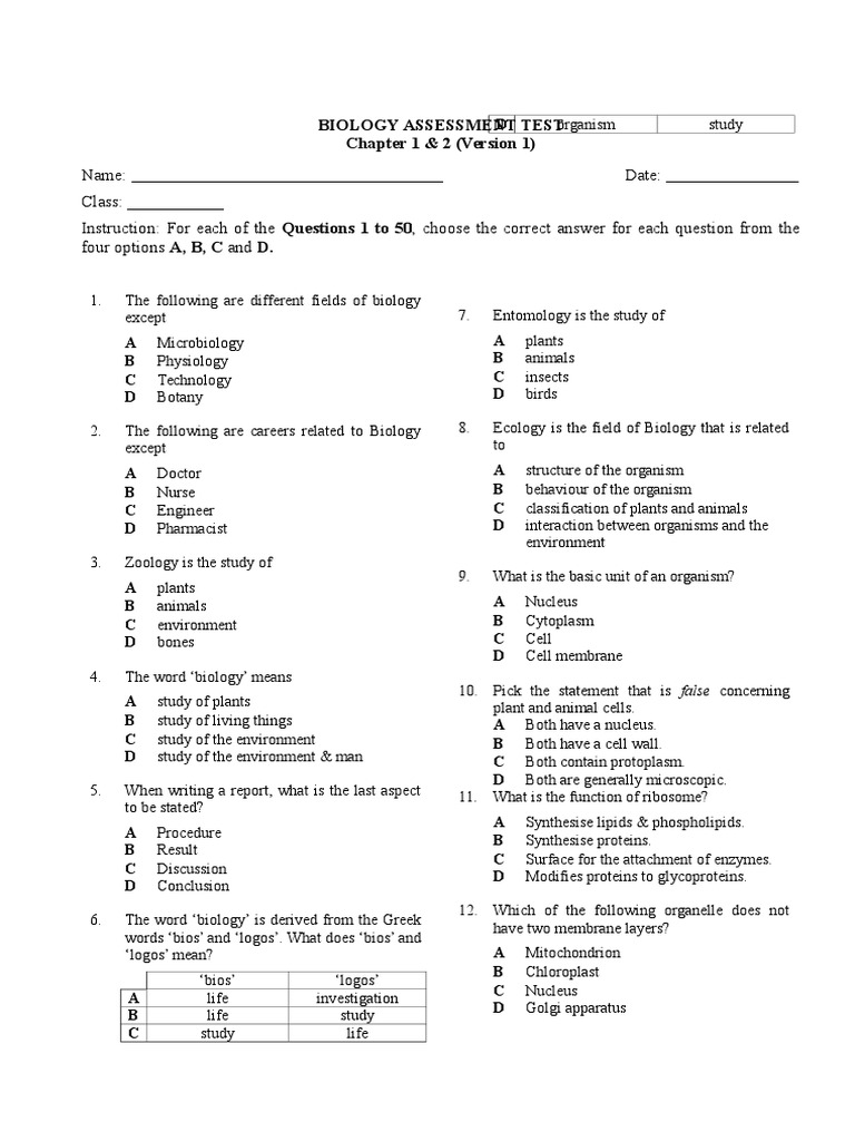 Bio form 4 exercise Tissue (Biology) Cell (Biology)