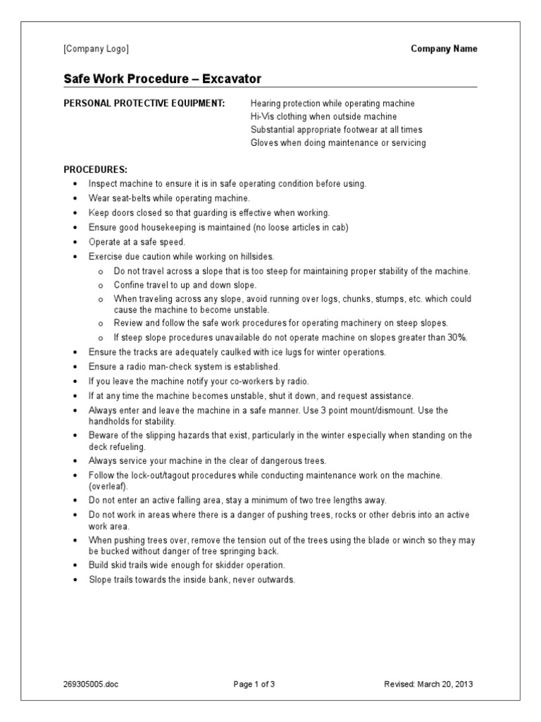 SWP Excavator Safety Lockout PDF Safety