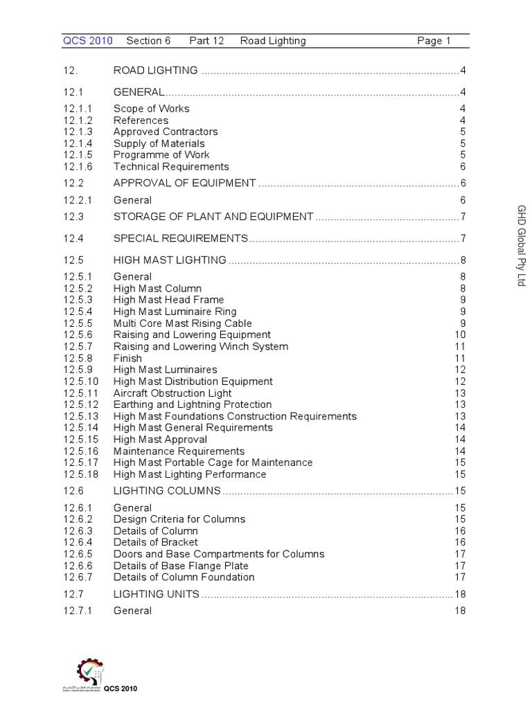 Road Lighting Installation Guidelines | PDF | Electrical Wiring ...