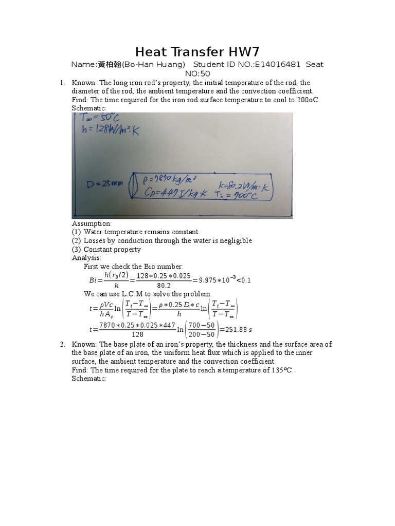 Heat Transfer Calculations and Analysis | PDF