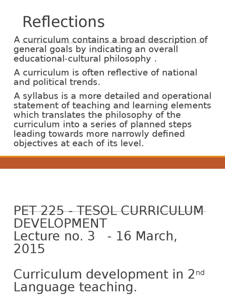 3rd Lecture | PDF | Curriculum | English As A Second Or Foreign Language