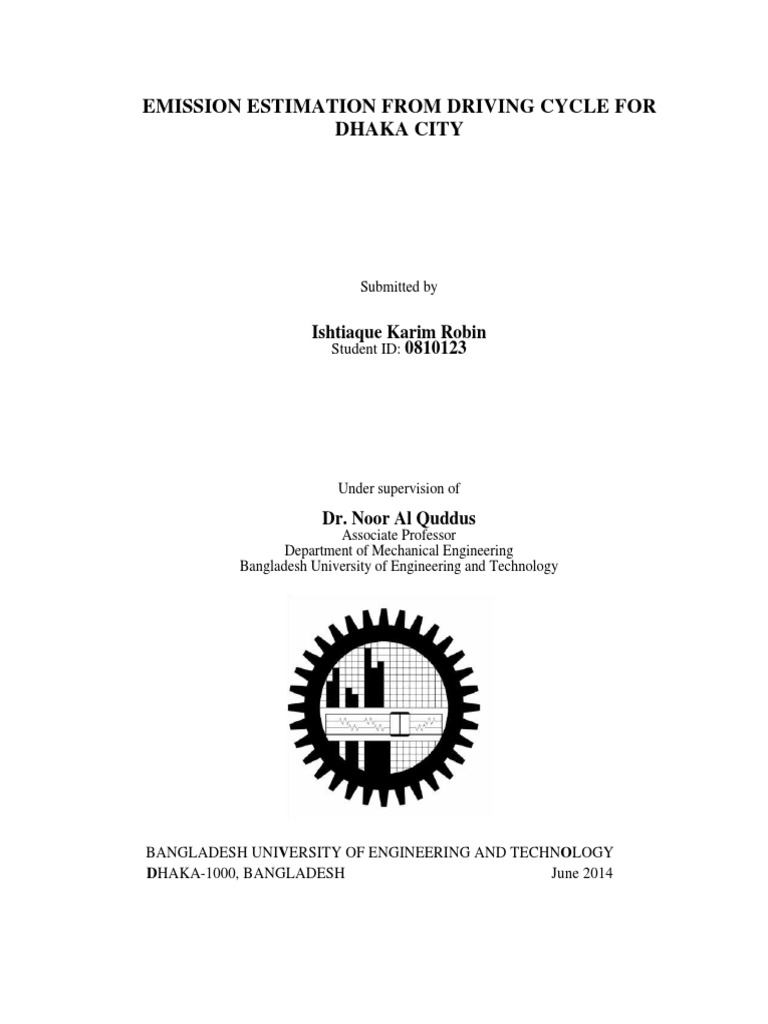 Thesis Driving Cycle and Emission Estimation | PDF | Exhaust Gas ...