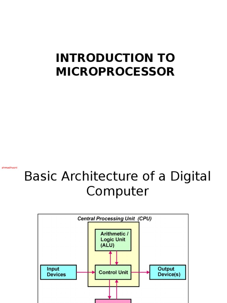 Introduction To Microprocessor Central Processing Unit Input/Output