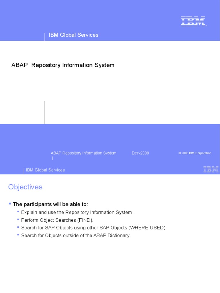 Chapter 06 - ABAP Repository Information System | PDF | Areas Of ...