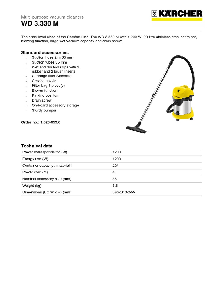 Karcher WD 3.330 Wet N Dry Vac Manual Vacuum Cleaner Brush