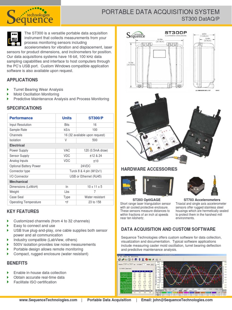 Versatile Portable Data Acquisition System for Vibration, Displacement
