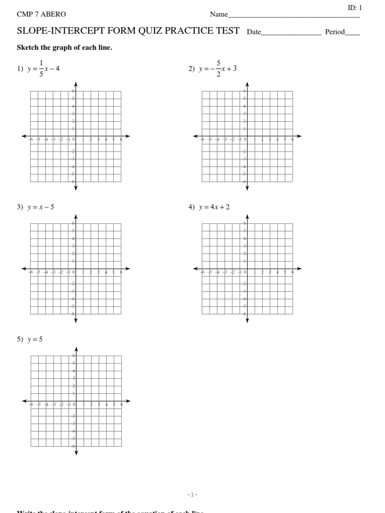 worksheet Slope Intercept Practice Worksheet msa slope intercept quiz practice test equations mathematical objects