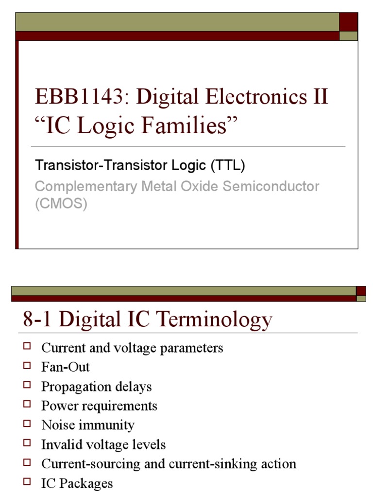 TTL Logic Families | PDF | Transistor | Cmos