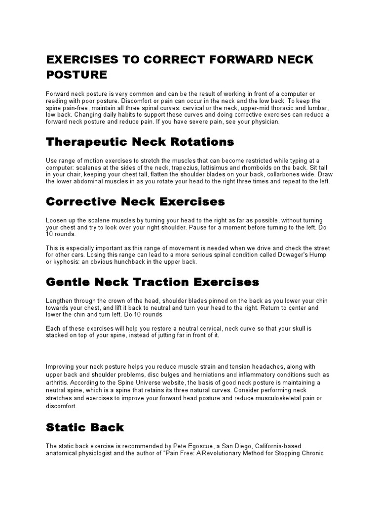 Exercises for Forward Neck Posture | PDF | Neck | Thorax