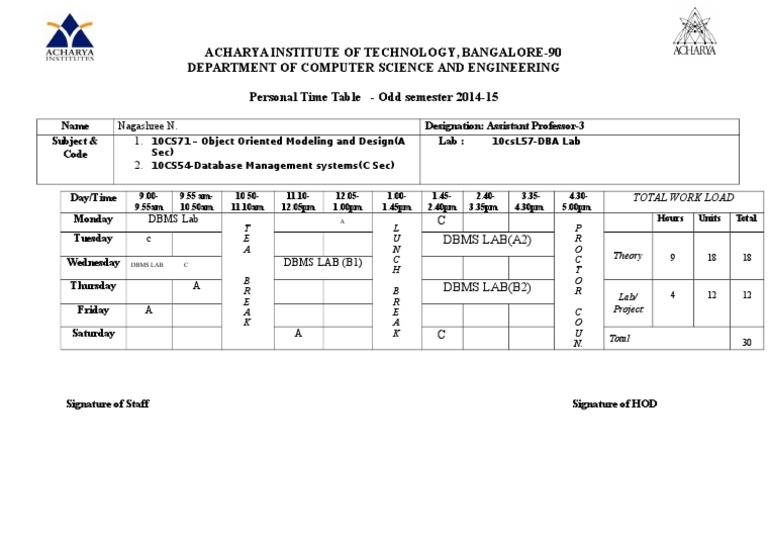 Time Table | PDF | Computers | Technology & Engineering