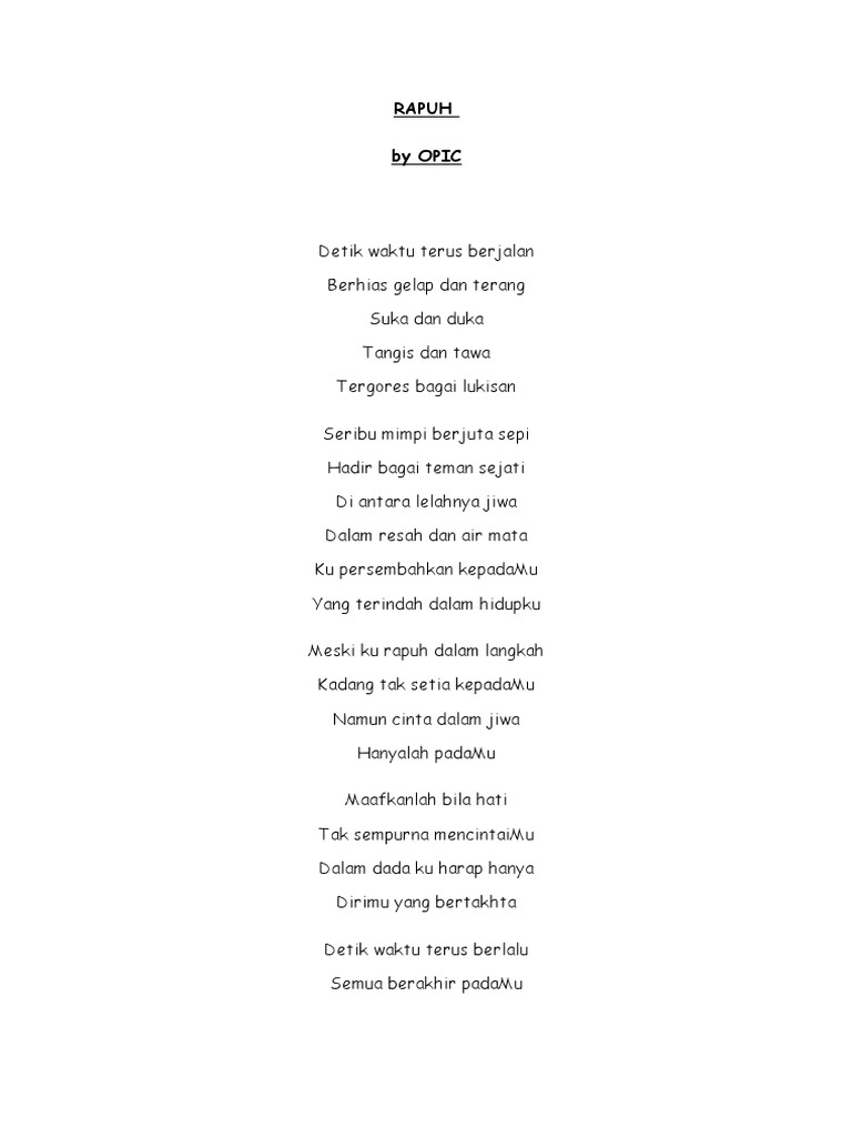 Lirik Lagu Rapuh Pdf