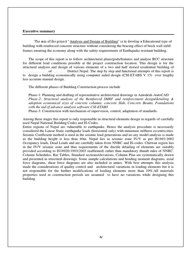 Executive Summary | PDF | Structural Analysis | Concrete