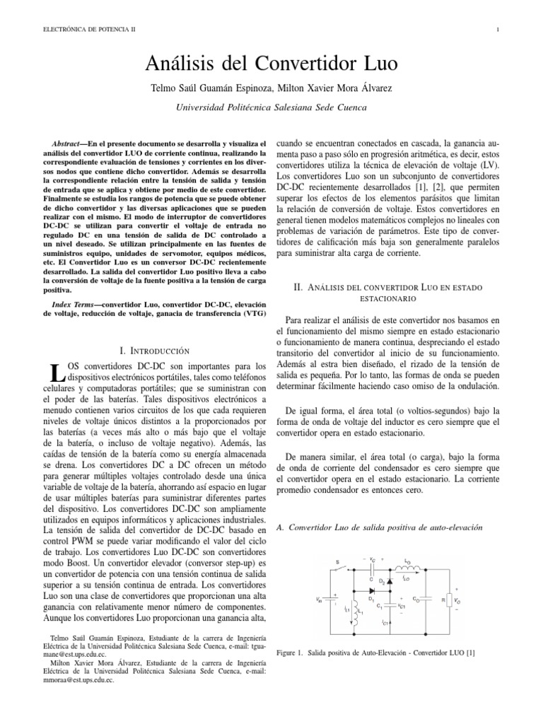 Análisis del Convertidor Luo DC-DC | PDF | Batería (electricidad ...