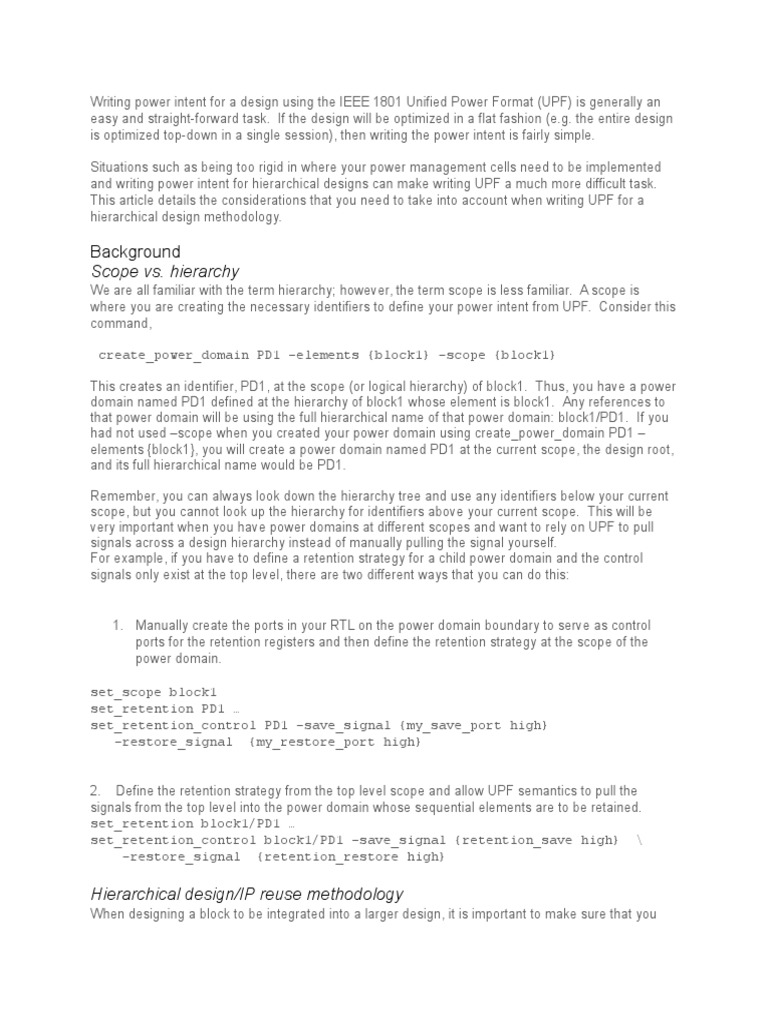 Writing Power Intent For A Design | PDF | Hierarchy | Specification ...