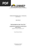 Fichamento - As Regras Do Método Sociologico, Émile Durkheim. Capitulo I O Que é Fato Social