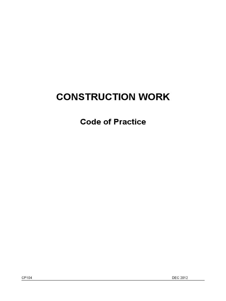Construction Work Code PDF Occupational Safety And Health Risk
