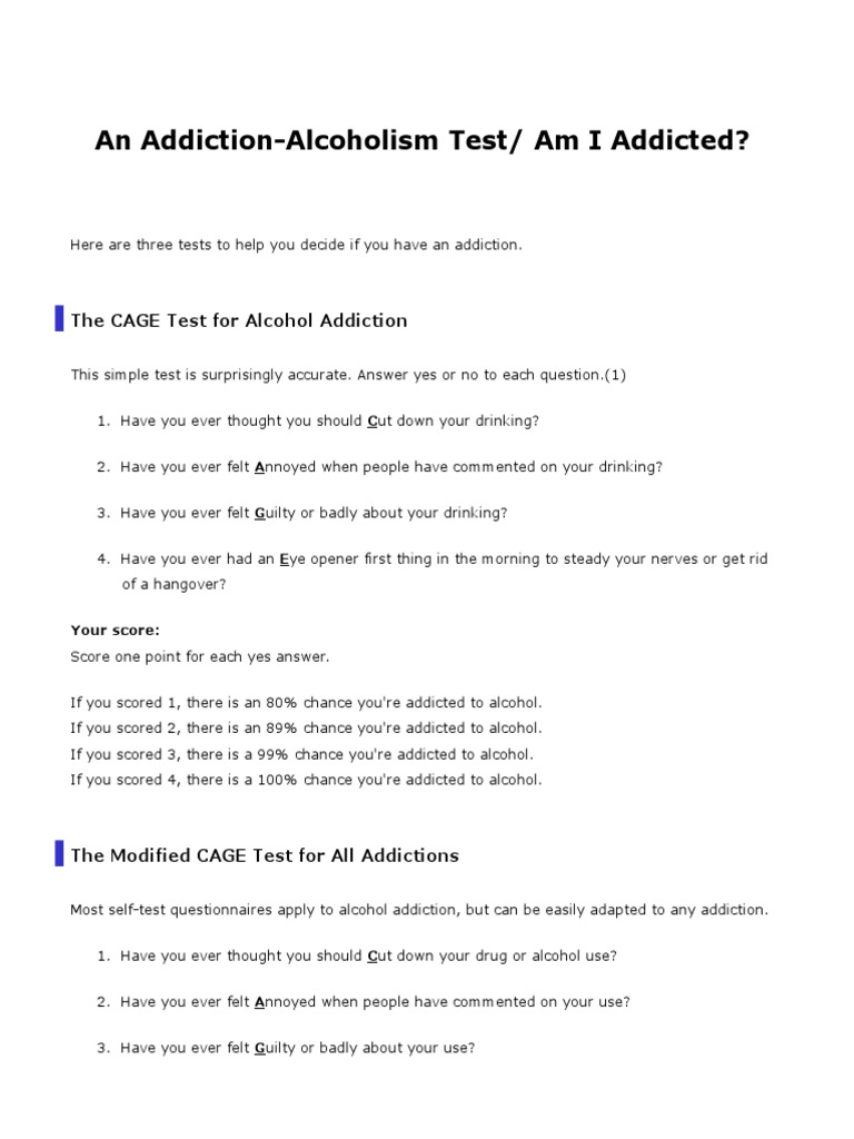 CAGE Test Alcool, CAGE Test Droguri, Test AUDIT Pentru Alcoolism. Ce
