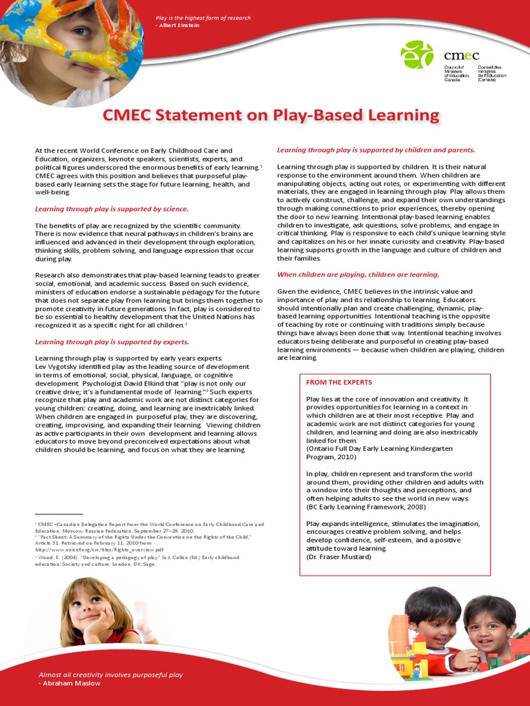 CMEC Endorsement of Play-Based Learning | PDF | Creativity | Learning