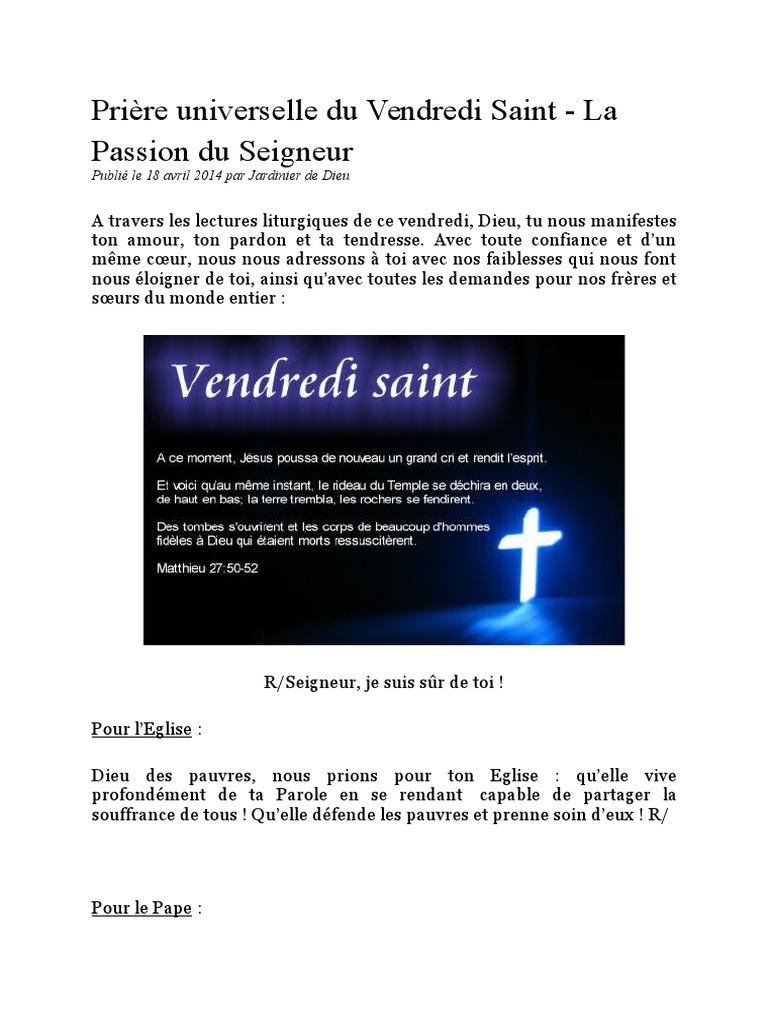 Prière Universelle Du Vendredi Saint PDF