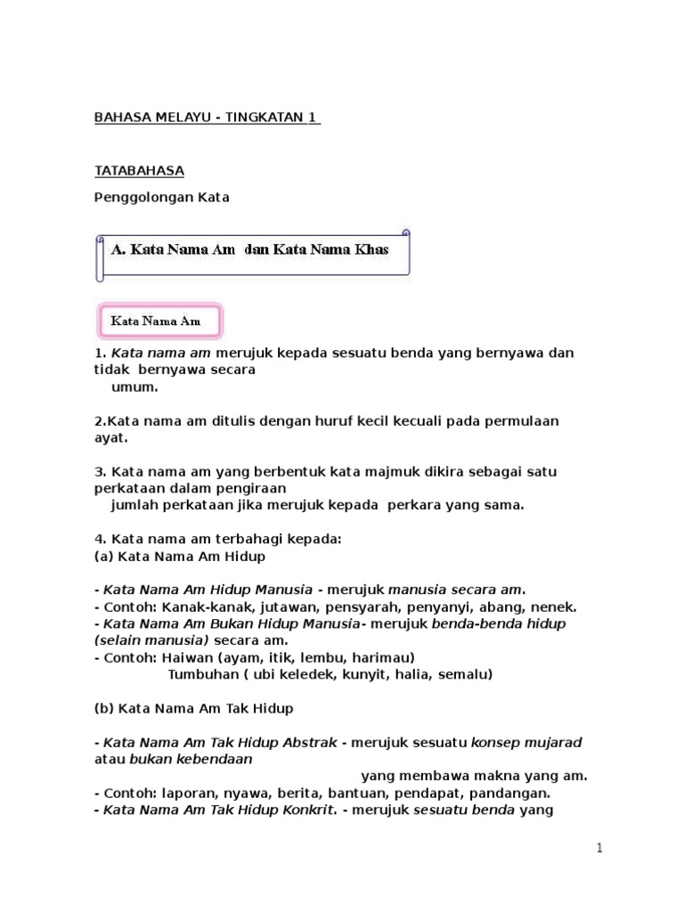 Bahasa Melayu Form 1