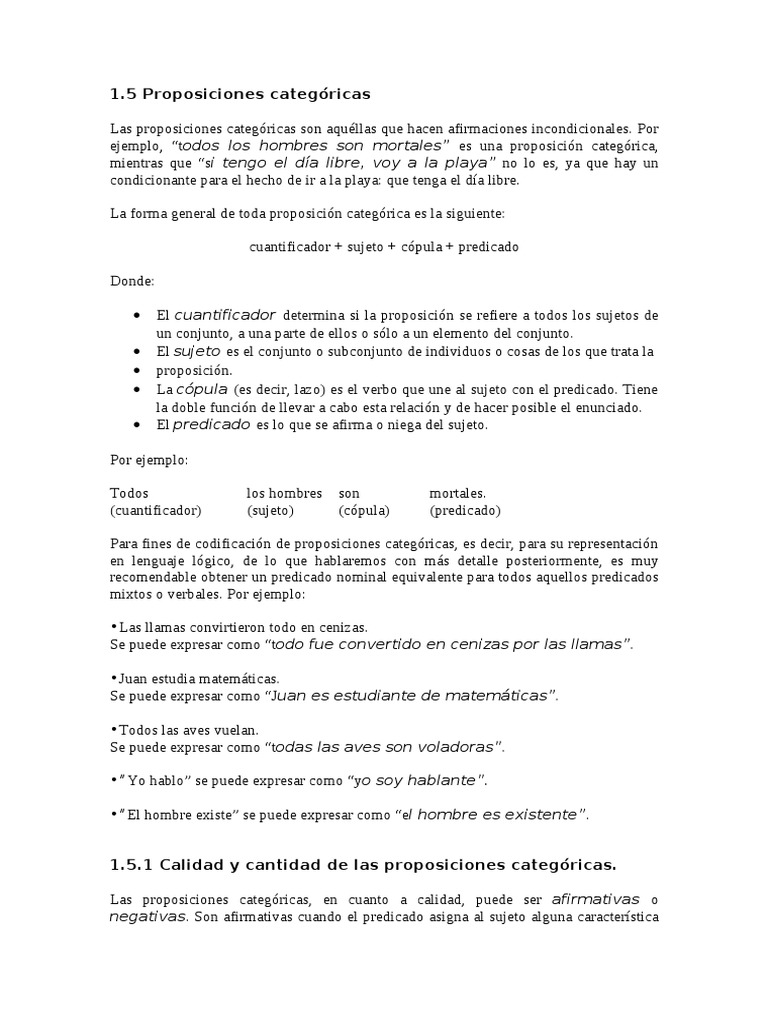 Proposiciones Categoricas | PDF | Proposición | Ciencia cognitiva