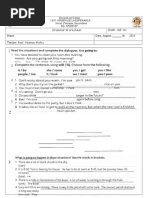 Grammar Worksheet Grade: 2nd Sec Name: Date: August, - TH 2014 Teacher