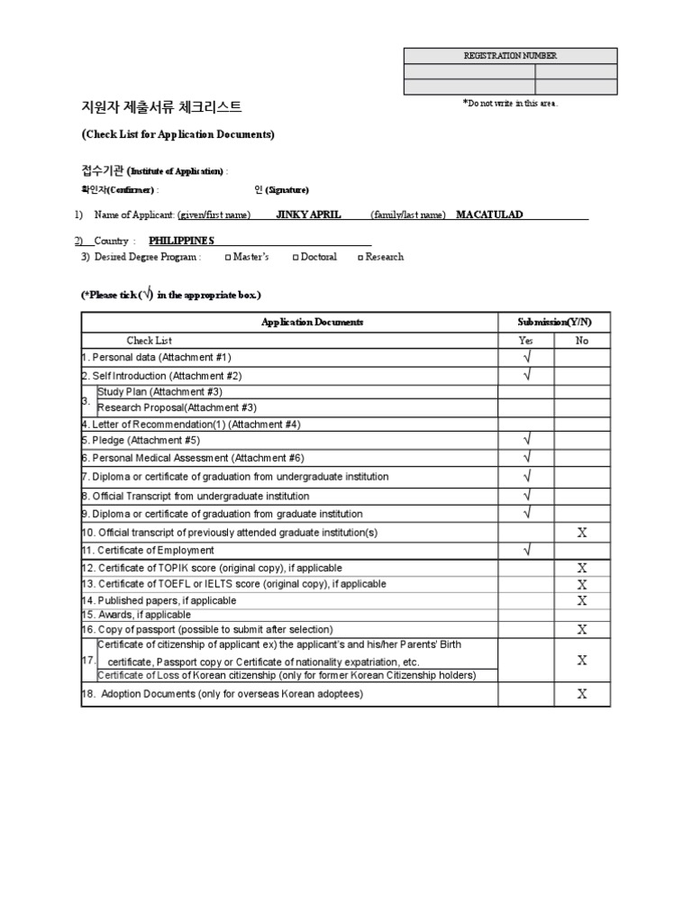 Application Document Checklist | PDF | Career & Growth | Self-Improvement