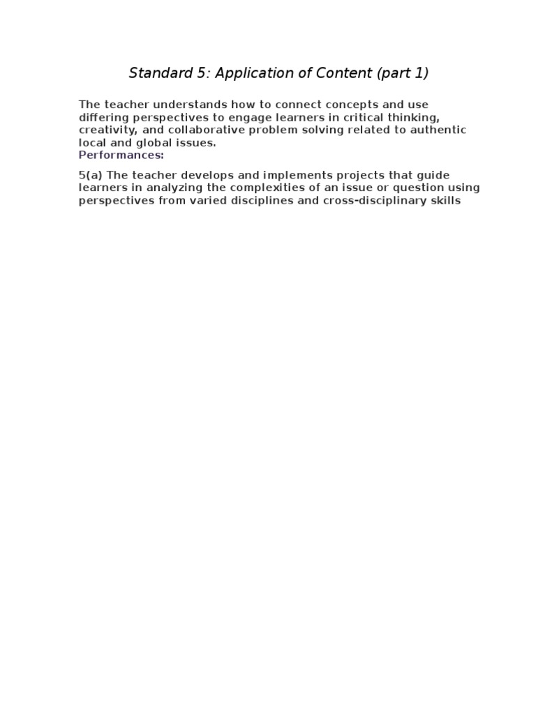 Standard 5 Final | PDF | Critical Thinking | Interdisciplinarity