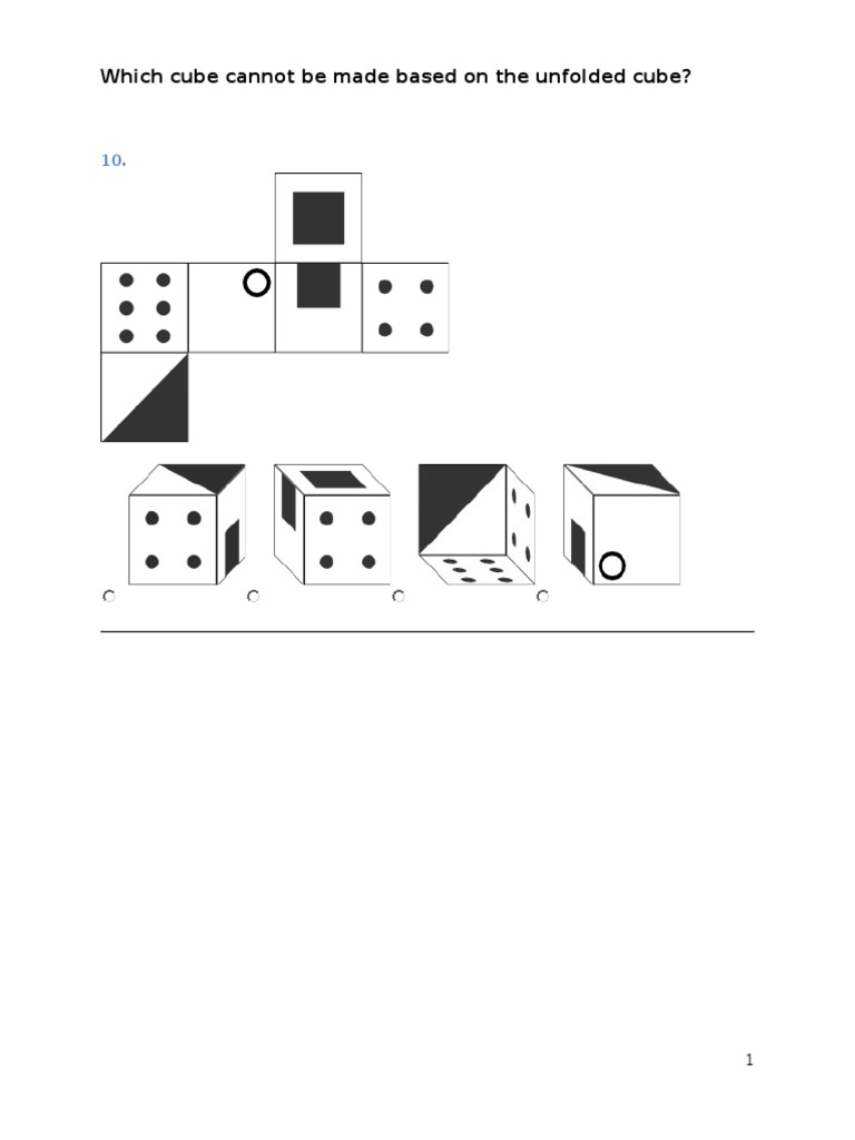 Which Cube Cannot Be Made Based On The Unfolded Cube? | PDF