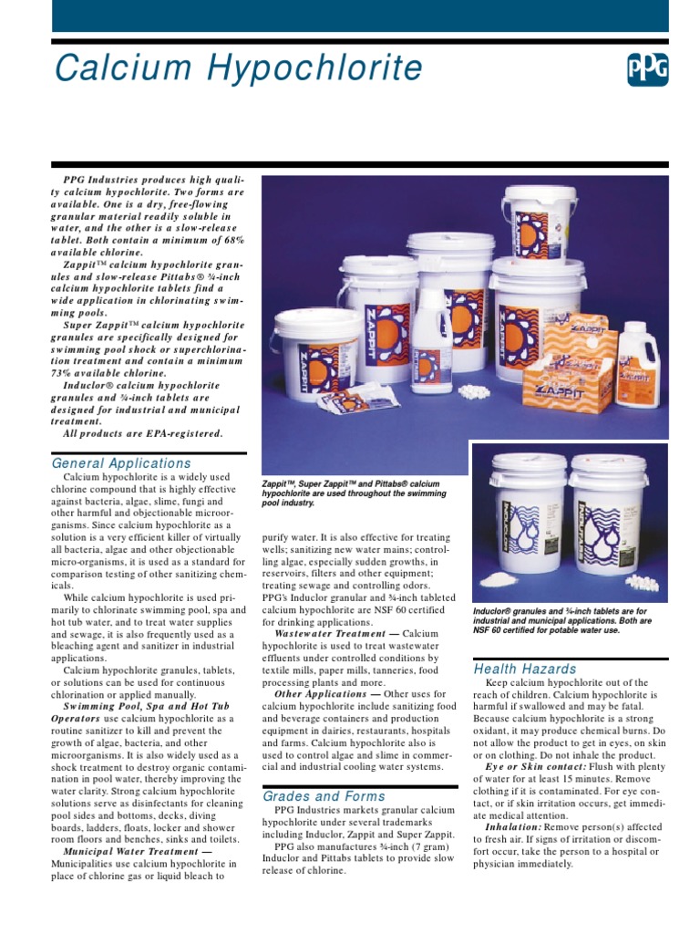 Calcium Hypochlorite PDF Disinfectant Bleach