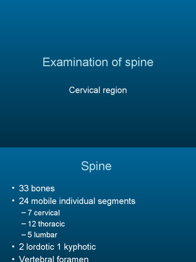 Examination of Cervical Spine | PDF | Vertebra | Vertebral Column