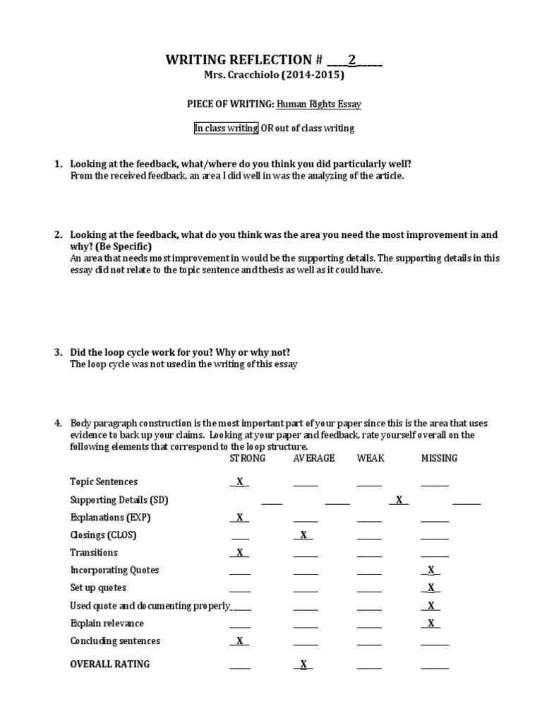 Human Rights Essay Reflection | PDF