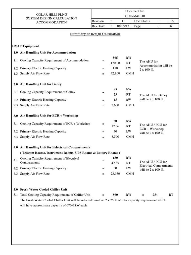 HVAC System Design Calculations | PDF
