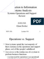 Introduction To Information Systems Analysis: Systems Operations and Support Review