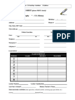 Student Information Sheet Mr. York - World Geography - U.S. History