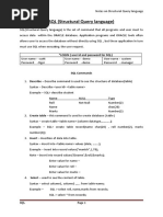 Notes On Structural Query Language